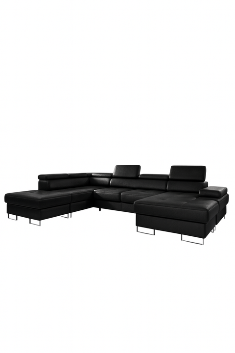 GALAXY XL Natural Leather 133" x 88" x 70 Wide Sleeper Sectional with Storage