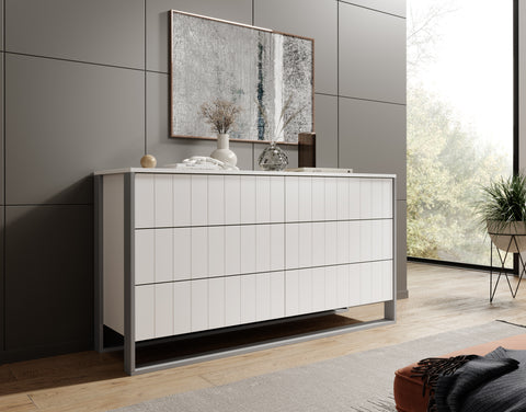 ROSA 6 DRAWER DRESSER WHITE