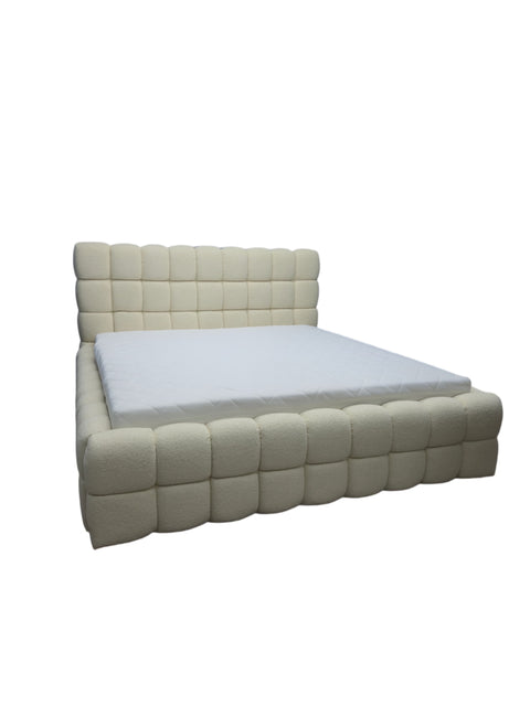 LAGOS LUXE King Size Bed Frame with Storage Sand/ Vanilla Bouclé  Fabric