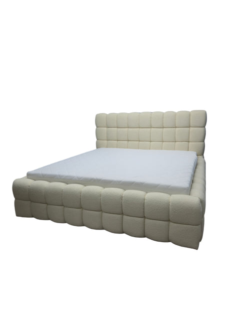 LAGOS LUXE Queen Size Bed Frame with Storage Sand/ Vanilla Bouclé  Fabric