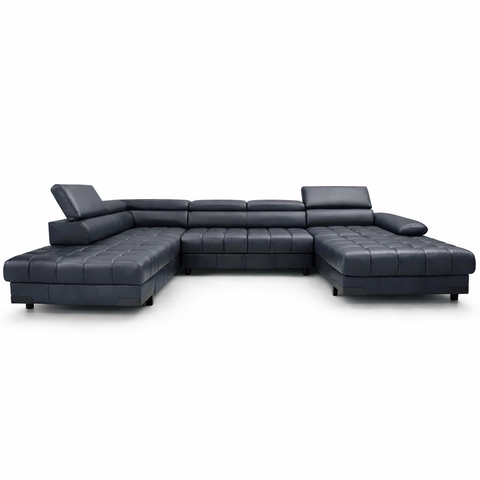 SULTAN XL Natural Leather 133.5"x 87.5" x 69"  Wide Sleeper Sectional with Storage