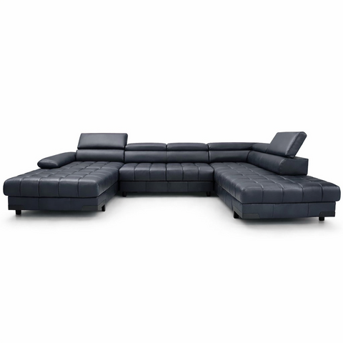 SULTAN XL Natural Leather 133.5"x 87.5" x 69"  Wide Sleeper Sectional with Storage