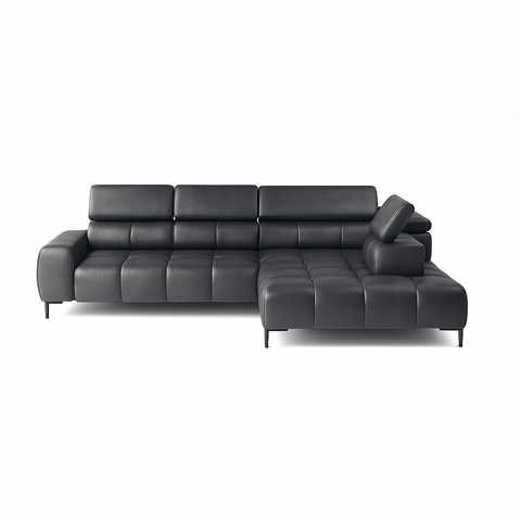 PALACE L Natural Leather 118" x 85" Wide Sectional with Electric Seat Extension
