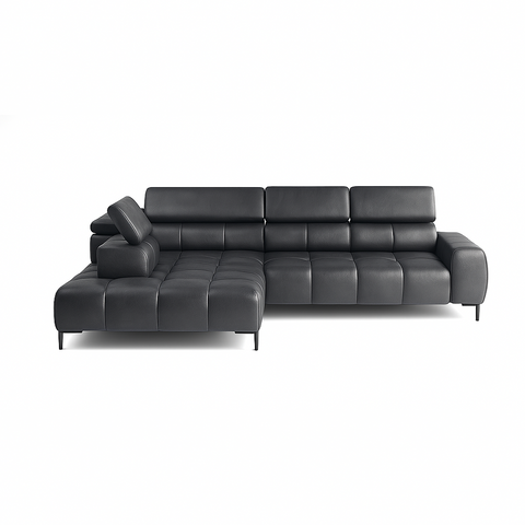 PALACE L Natural Leather 118" x 85" Wide Sectional with Electric Seat Extension