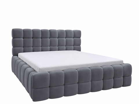 LAGOS LUXE King Size Bed Frame with Storage Dark Gray Fabric