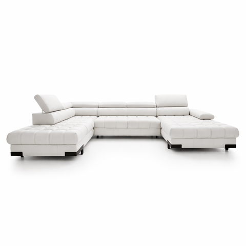 SULTAN XL Natural Leather 133.5"x 87.5" x 69"  Wide Sleeper Sectional with Storage