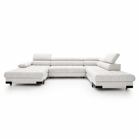 SULTAN XL Natural Leather 133.5"x 87.5" x 69"  Wide Sleeper Sectional with Storage