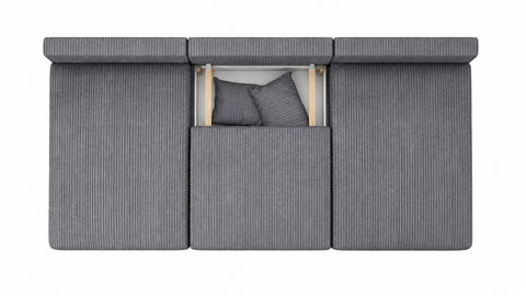 MOVELO-U 124" x 60" x 60" Wide Sleeper Sectional with Storage