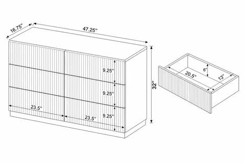 LIVERTI 6 DRAWER DRESSER WHITE