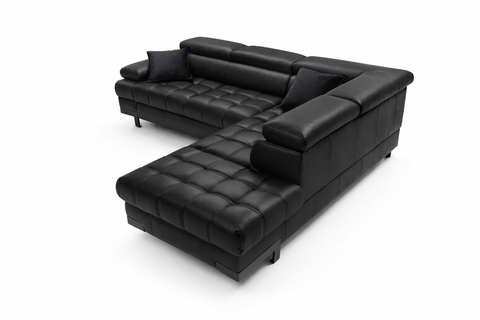 SULTAN L 103.5" x 88" Natural Leather Wide Sleeper Sectional with Storage