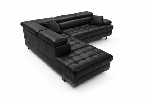 SULTAN L 103.5" x 88" Natural Leather Wide Sleeper Sectional with Storage