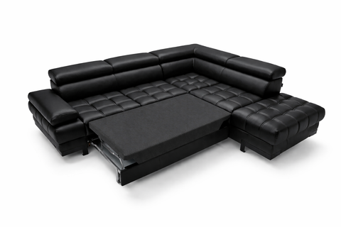 SULTAN L 103.5" x 88" Natural Leather Wide Sleeper Sectional with Storage