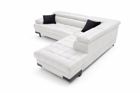 SULTAN L 103.5" x 88" Natural Leather Wide Sleeper Sectional with Storage