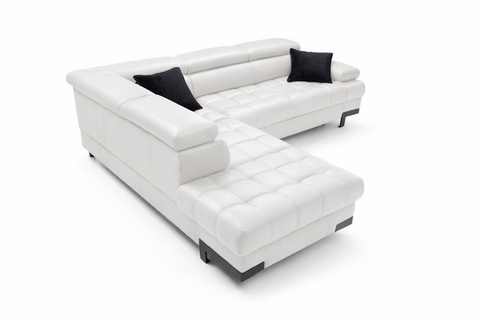 SULTAN L 103.5" x 88" Natural Leather Wide Sleeper Sectional with Storage