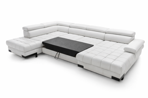 SULTAN XL Natural Leather 133.5"x 87.5" x 69"  Wide Sleeper Sectional with Storage