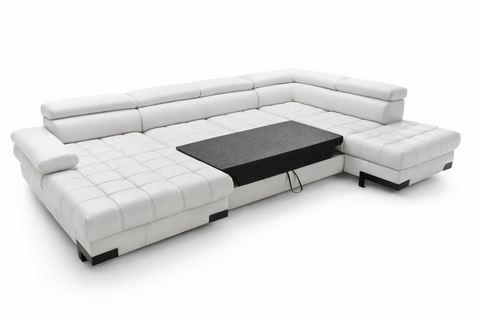 SULTAN XL Natural Leather 133.5"x 87.5" x 69"  Wide Sleeper Sectional with Storage