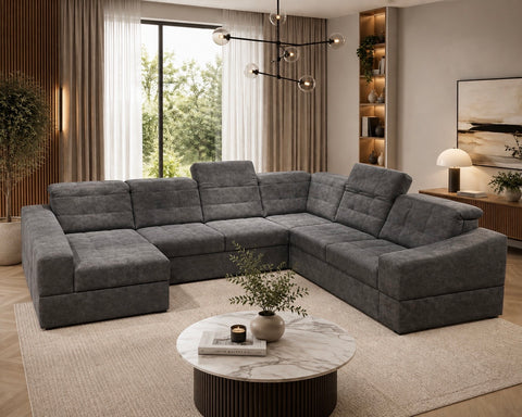 GIORGIO 138" x 107" 69" Wide Sleeper Sectional with Storage