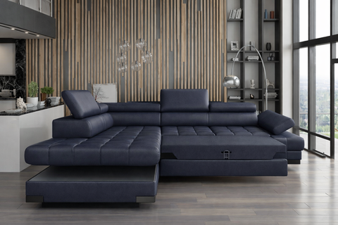 SULTAN L 103.5" x 88" Natural Leather Wide Sleeper Sectional with Storage