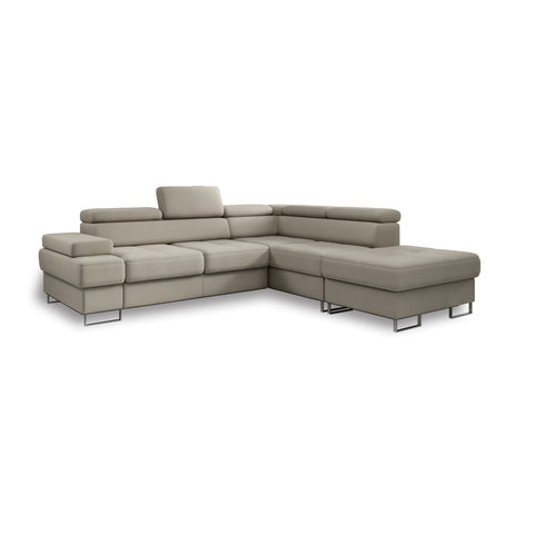 GALAXY L Natural Leather 103" x 88"  Wide Sleeper Sectional with Storage