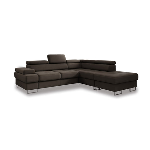 GALAXY L Natural Leather 103" x 88"  Wide Sleeper Sectional with Storage