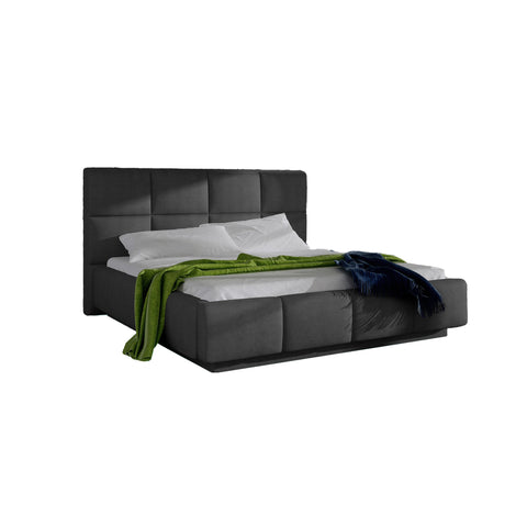 CAPELLA European Full Size Bed Frame with Storage Dark Gray Fabric