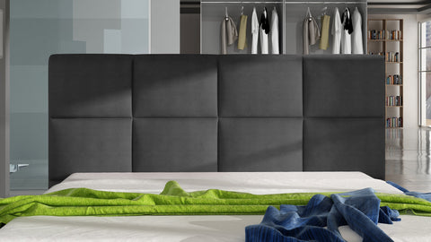 CAPELLA European Full Size Bed Frame with Storage Dark Gray Fabric