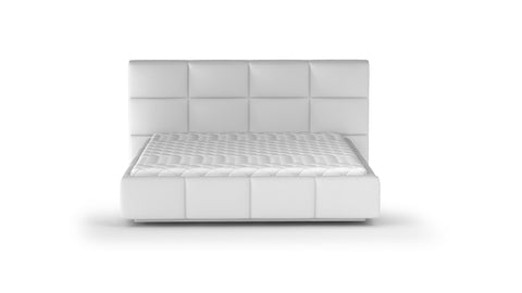 CAPELLA European Queen Size Bed Frame with Storage White Faux Leather