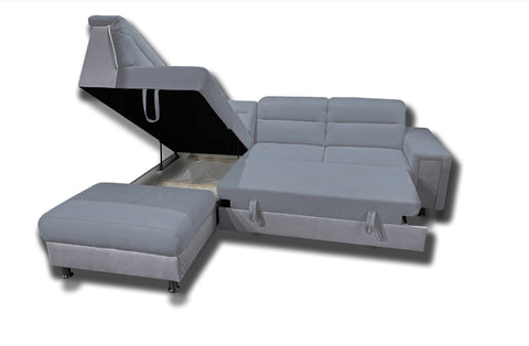 NICOLA L 111" x 93" Wide Sleeper Sectional with Storage