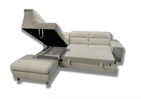 NICOLA L 111" x 93" Wide Sleeper Sectional with Storage