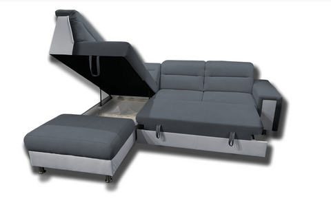 NICOLA L 111" x 93" Wide Sleeper Sectional with Storage