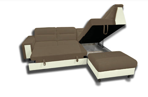 NICOLA L 111" x 93" Wide Sleeper Sectional with Storage