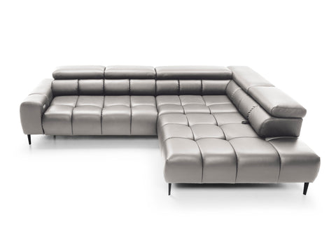 PALACE L Natural Leather 118" x 85" Wide Sectional with Electric Seat Extension