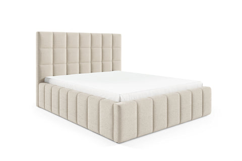 PRESTO King Size Bed Frame with Storage Off-White Boucle Fabric