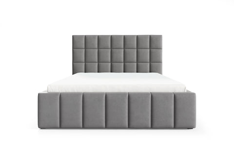 PRESTO King Size Bed Frame with Storage Dark Gray Fabric