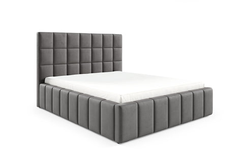 PRESTO King Size Bed Frame with Storage Dark Gray Fabric