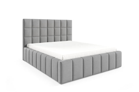 PRESTO King Size Bed Frame with Storage Gray Fabric