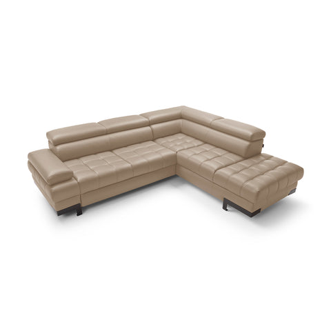 SULTAN L 103.5" x 88" Natural Leather Wide Sleeper Sectional with Storage