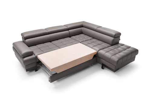 SULTAN L 103.5" x 88" Natural Leather Wide Sleeper Sectional with Storage