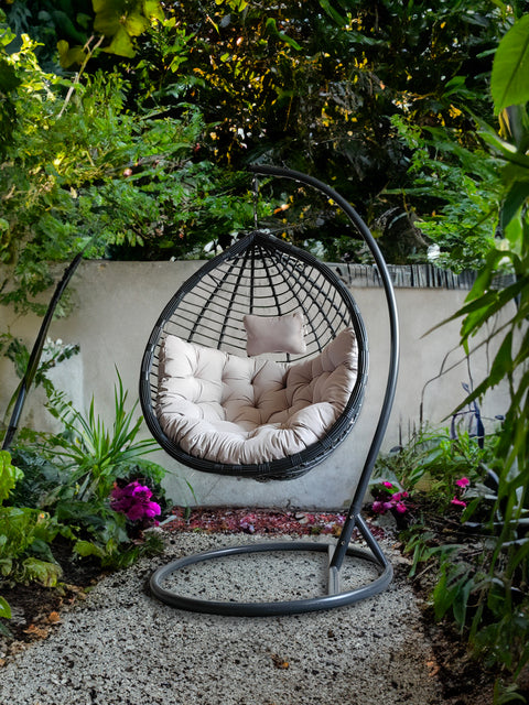 Patio Swing Chair with Stand Gray