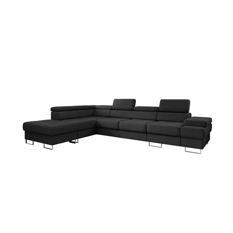 GALAXY L2 Natural Leather 131" x 88"  Wide Sleeper Sectional with Storage