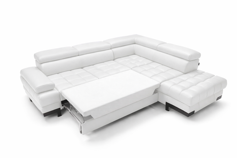 SULTAN L 103.5" x 88" Natural Leather Wide Sleeper Sectional with Storage