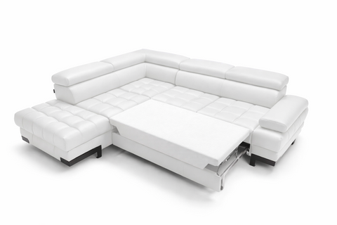 SULTAN L 103.5" x 88" Natural Leather Wide Sleeper Sectional with Storage