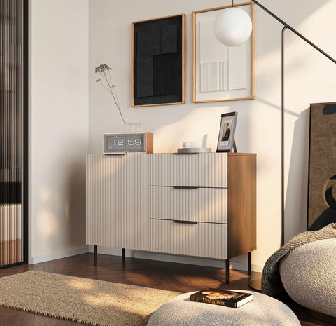 ALMERA 3 DRAWER & 1 DOOR Dark Walnut + Cashmere