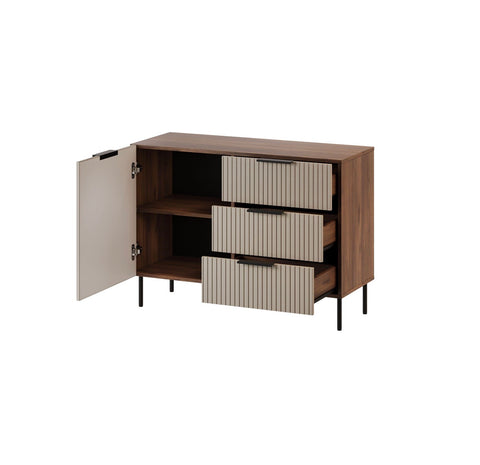 ALMERA 3 DRAWER & 1 DOOR Dark Walnut + Cashmere