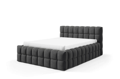 LAGOS King Size Bed Frame with Storage Dark Gray Fabric