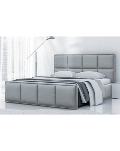 LUSSO King Size Bed Frame with Storage Grey Fabric