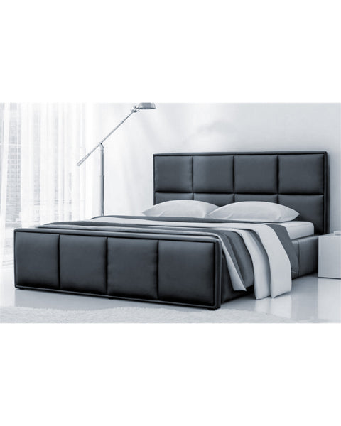 LUSSO King Size Bed Frame with Storage Dark Gray Fabric