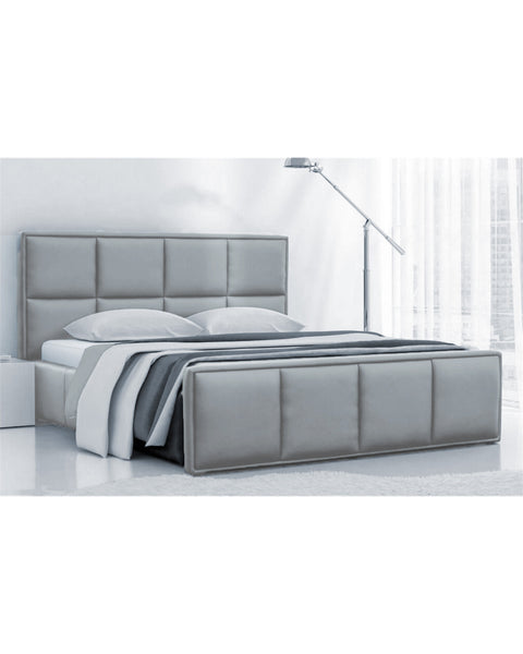 LUSSO King Size Bed Frame with Storage Grey Fabric