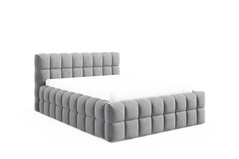LAGOS Queen Size Bed Frame with Storage Gray Fabric