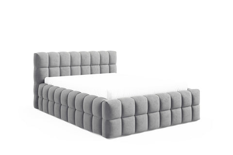 LAGOS King Size Bed Frame with Storage Grey Fabric